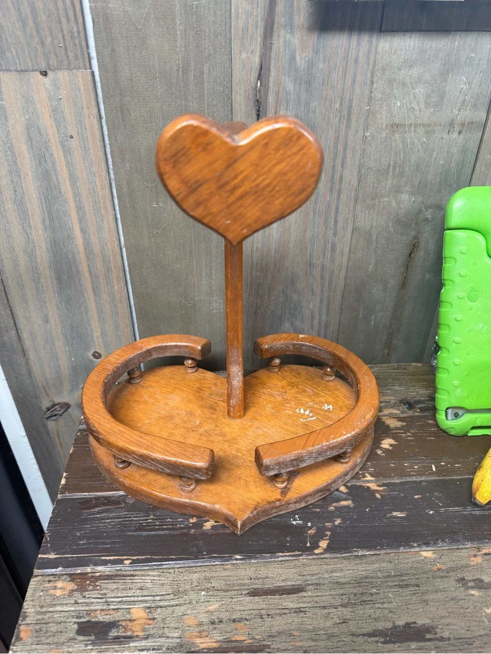 Wooden heart fruit basket